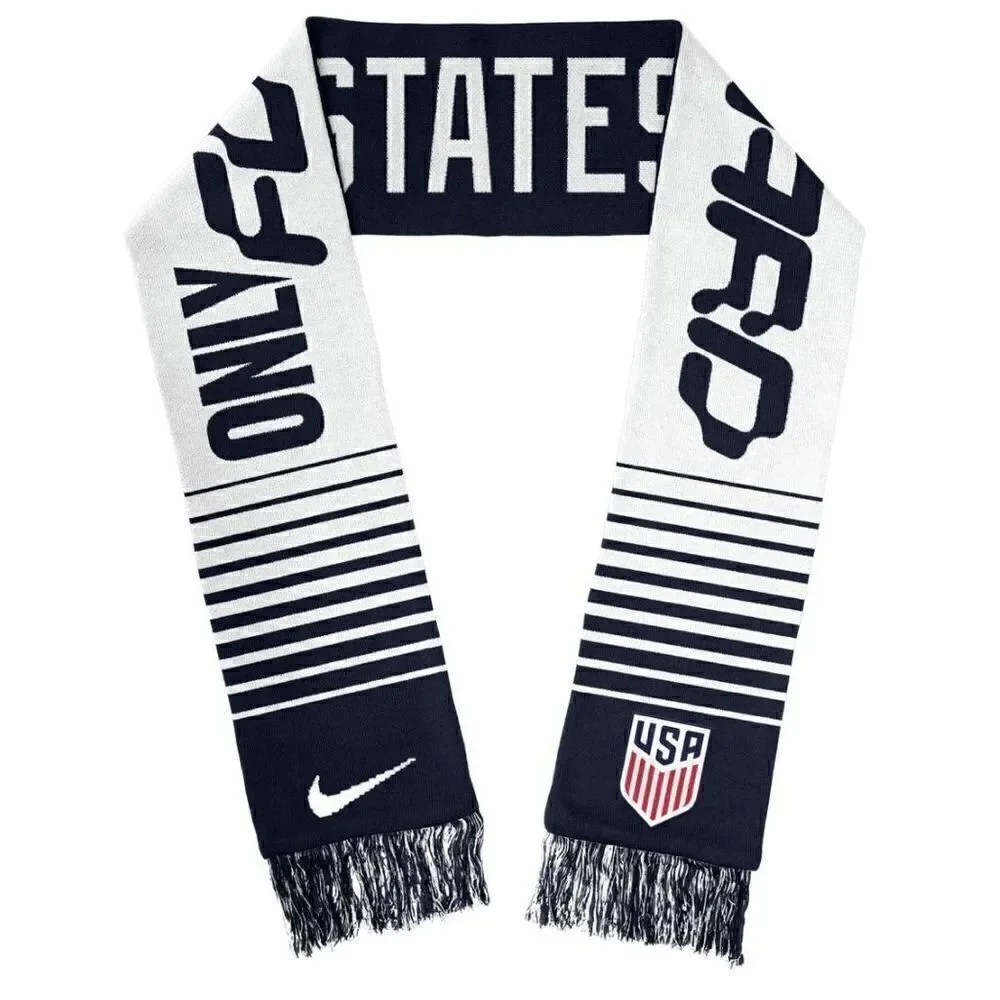Nike USA Local Verbiage Scarf USMS‎ Knit Fringe Blue White Unisex One Size